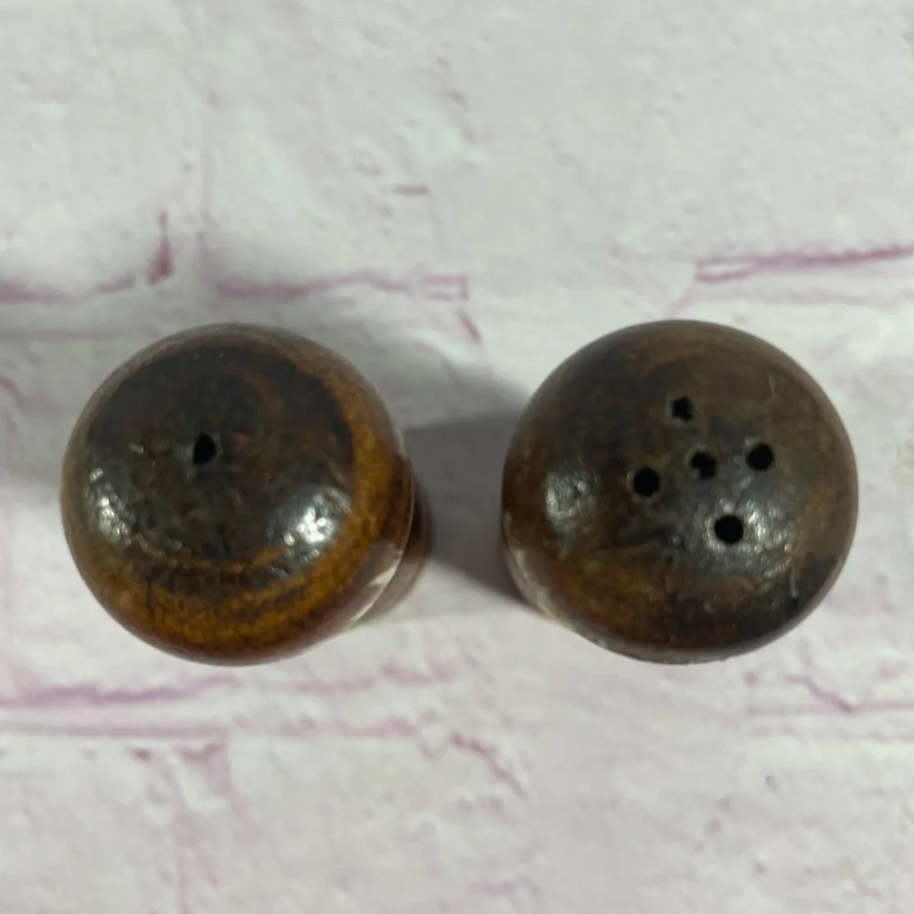Vintage Hawaii Pineapple Hand Painted Wood Salt and Pepper Shaker Pair